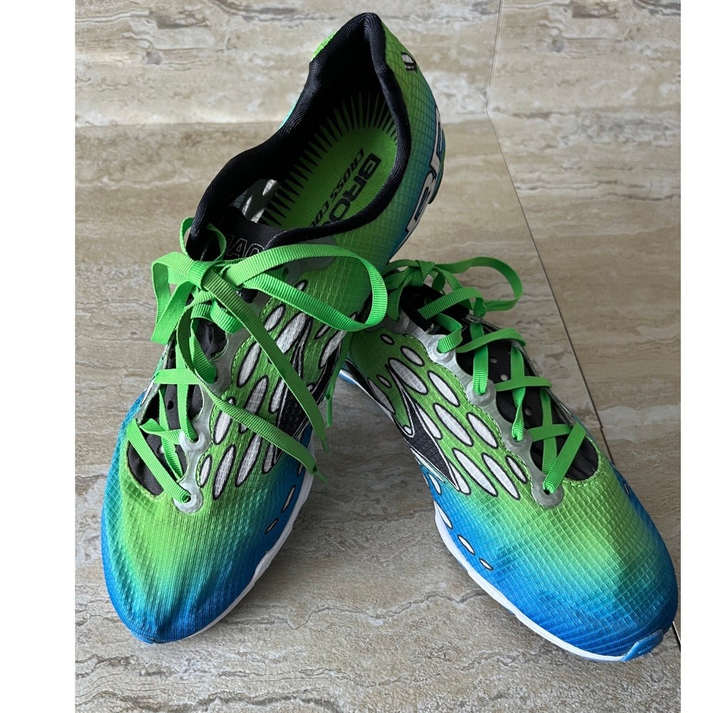 Brooks Mach Cross Country Shoes Mens 8 Blue Green Athletic Racing Spike-Less